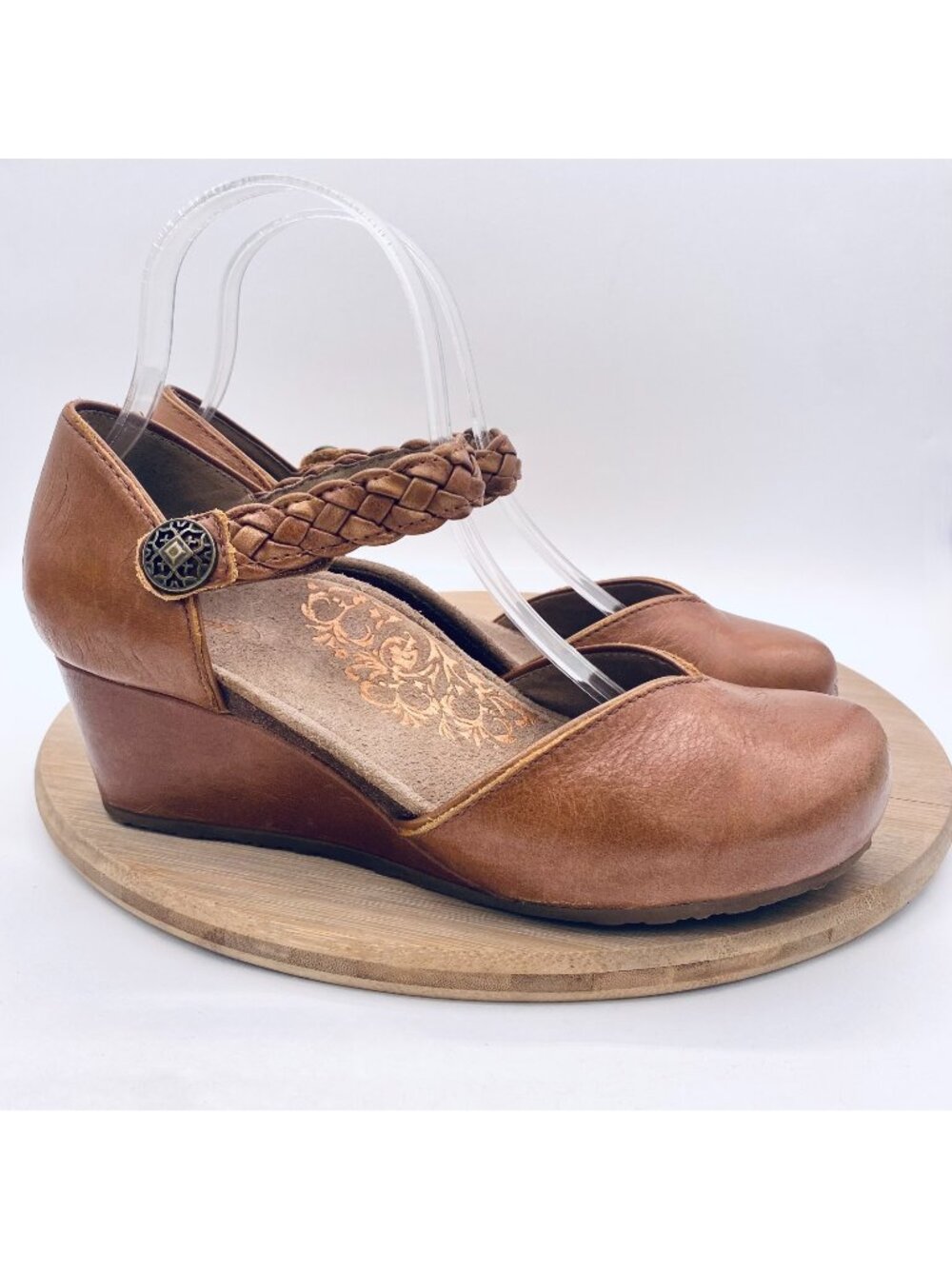 Aetrex Sandals Womens 8.5 Brown Leather Comfort Mia Wedge Heels